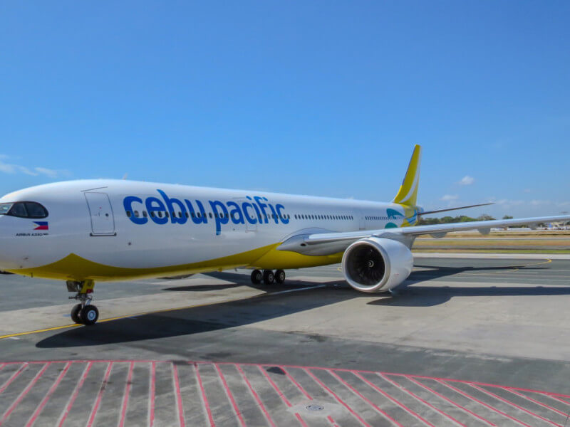 Cebu Pacific&rsquo;s newest Airbus A330neo lands at NAIA on March 28, marking the first of seven aircraft deliveries set for 2025 to boost the airline&rsquo;s regional and long-haul capacity./Image from Cebu Pacific&nbsp;