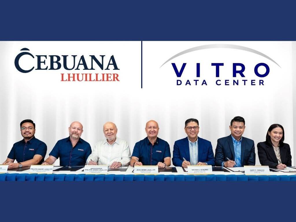 From left: Mark Ramos, first vice president and chief technology officer, Cebuana Lhuillier; Philippe Andre Lhuillier, senior executive vice president of Cebuana Lhuillier; Ambassador Philippe Jones Lhuillier, chair and founder, Cebuana Lhuillier; Jean Henri Lhuillier, president and CEO of Cebuana Lhuillier; Victor Genuino, president & CEO of ePLDT and VITRO Inc.; Gary Ignacio, chief commercial officer, VITRO Inc.; Armie Sason, AVP and head of enterprise revenue group, PLDT Enterprise. | Contributed photo