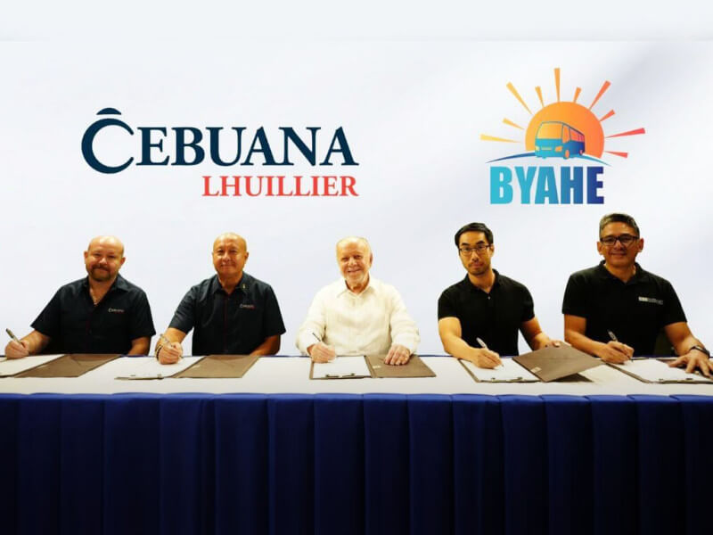 Andre D. Lhuillier, senior EVP of Cebuana Lhuillier; Jean Henri D. Lhuillier, president-CEO of Cebuana Lhuillier; Ambassador Philippe Jones Lhuillier, chair of the board and founder; Brian Cu, co-founder of Byahe, and Laurence Bahia, president of Byahe./ Contributed photo (Click on the photo to view the full image)