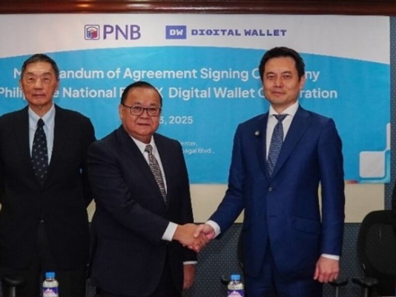 From left: PNB International Banking and Remittance Group head – first senior vice president Muffet Flores; PNB chair Edgar Cua; PNB president and CEO Edwin Bautista; DWC founder and CEO Eiji Miyakawa; DWC director and EVP Alex Rapi Milan; DWC general manager Macrine Comendador./Photo from PNB 