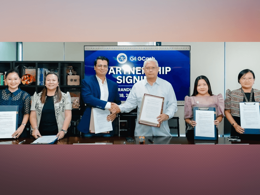 GCash head of international transfers Julie Anne Abalos; chief regulatory officer Cef Sison; GCash International general manager Arjun Varma; Commission on Filipinos Overseas (CFO) Chair Dante Ang II; executive director V Arlene Borja; and supervising emigrant services officer Janet Ramos. | Contributed photo