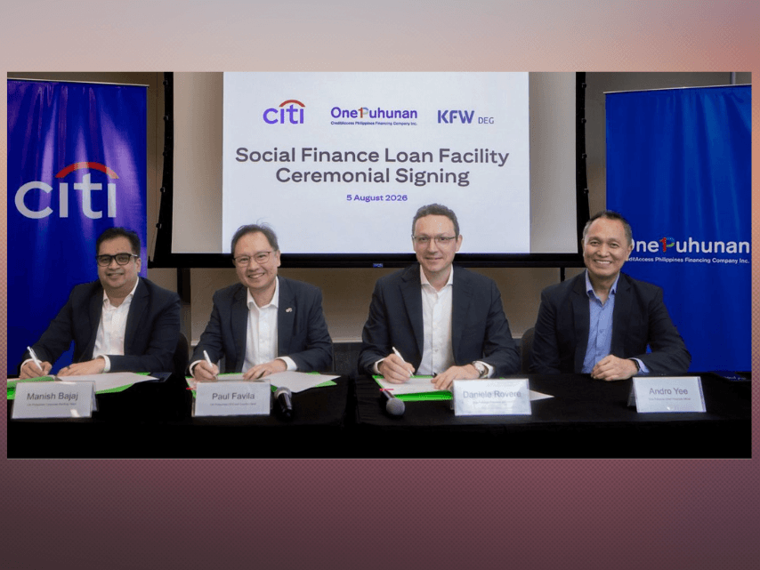 &nbsp;Citi Philippines corporate bank head Manish Bajaj and CEO & banking head Paul Favila with OnePuhunan CEO and president Daniele Rovere and chief financial officer Andro Yee join the ceremonial signing held at Citi Plaza, BGC.| Contributed photo