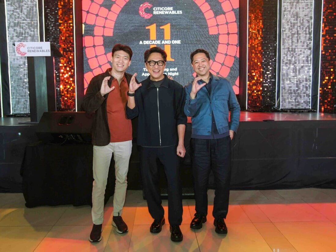 CREC president and CEO Oliver Tan, chairman Edgar Saavedra, and director Louie Ferrer mark Citicore Renewables&rsquo; 11th anniversary and 1-GW renewable energy milestone. | Contributed photo