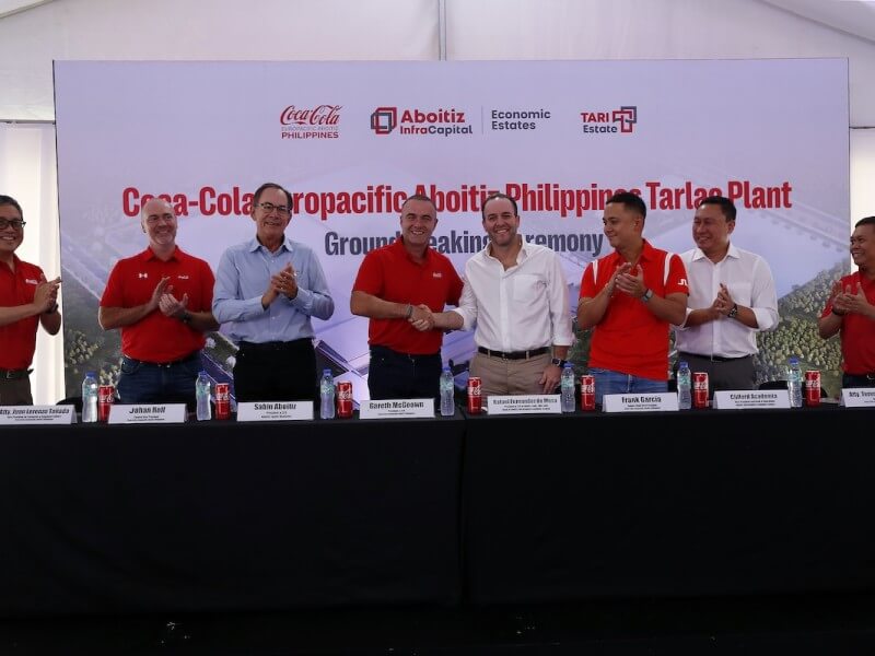 Executives from Coca-Cola Europacific Aboitiz Philippines, Aboitiz Equity Ventures, and Aboitiz InfraCapital Economic Estates led the groundbreaking of the new 42-hectare Coca-Cola plant at TARI Estate, Tarlac City, a development expected to generate hundreds of local jobs and support regional economic growth./Photo from Aboitiz 