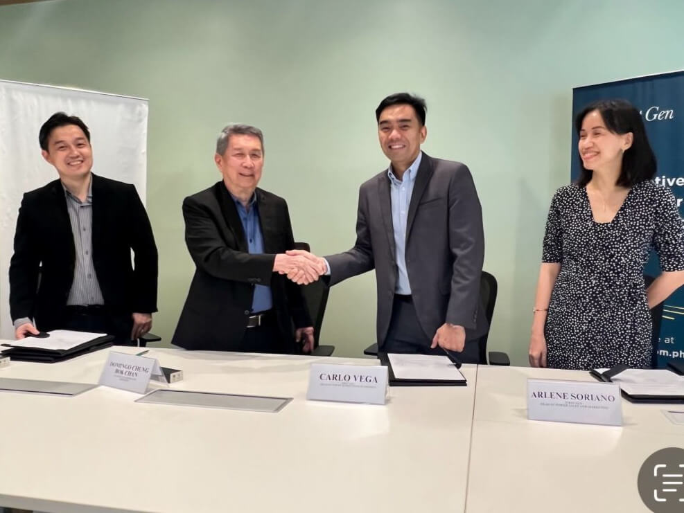 The supply agreement between First Gen and Colours Town Center was signed by (from left) Kyleson corporate secretary Kingson Chan, Kyleson president Domingo Chung Bok Chan, First Gen head of power marketing, trading and economics Carlo Vega, and First Gen head of power sales and marketing Arlene Soriano./ Contributed photo
