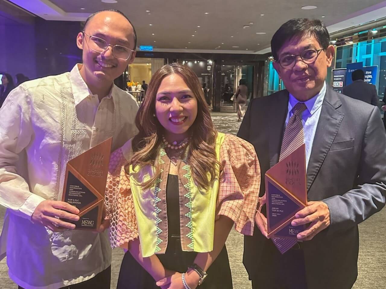 From left: Converge ICT head of investor relations and acting head of treasury Owen Kieffer D. Ocampo, corporate sustainability officer and corporate compliance & data protection officer Atty. Laurice Esteban-Tuason, and Philippine Securities and Exchange Commission Chair Atty. Francis Ed. Lim./ Photo from Converge ICT
