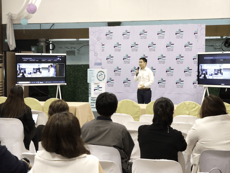 Chief Executive Adviser Eugene Yeo apprises Converge employees on specialized technology topics such as AI and blockchain in a bid to train the workforce on emerging technologies impacting the broader tech landscape./Photo from Converge 