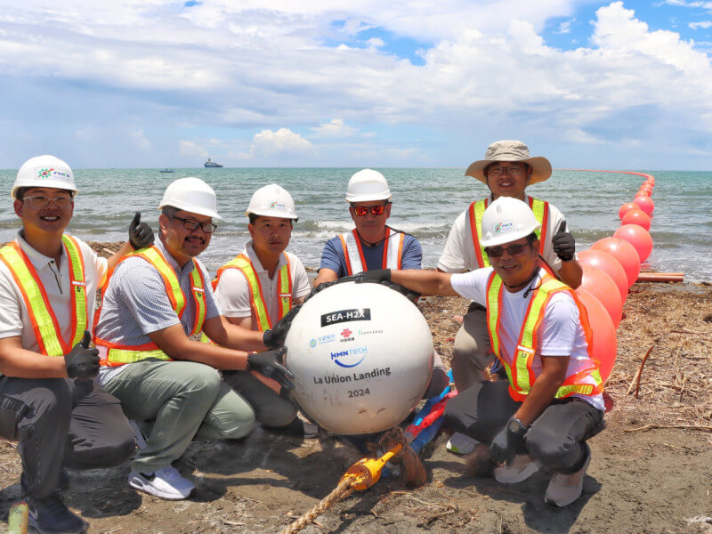 Converge, along with the cable builder and contractor of the consortium, HMN Technologies, landed the cable of SEA-H2X ashore as the cable ship arrived in Bauang, La Union./Photo from Converge ICT 