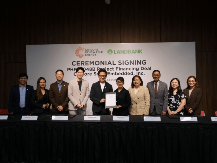 The signing event, held on 14 July 2026, was led by (center) CREC chair Edgar B. Saavedra and Landbank president and CEO Lynette V. Ortiz. Also present were CREC president and CEO Oliver Tan, director Manuel Louie B. Ferrer, and chief financial officer Michelle Magdato, alongside Landbank executive vice president Charlotte I. Conde, senior vice presidents Gonzalo Benjamin A. Bongolan and Vilma B. Cervantes, and first vice president Ann Marijell B. Ong. | Contributed photo