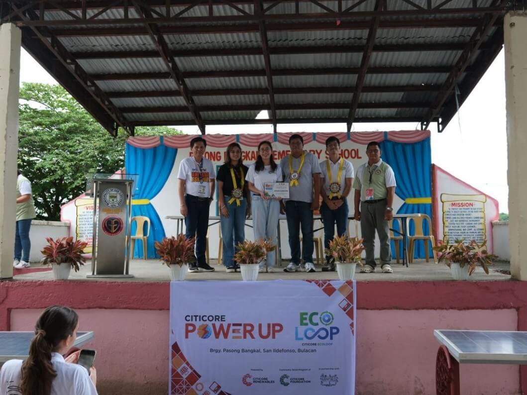 Citicore and KamayManos PH representatives turn over 14 solar panel tables to Pasong Bangkal Elementary School, together with the LGU of Pasong Bangkal, and representatives from the Department of Education. These will be used as school tables right on time for the coming school year.| Contributed photo