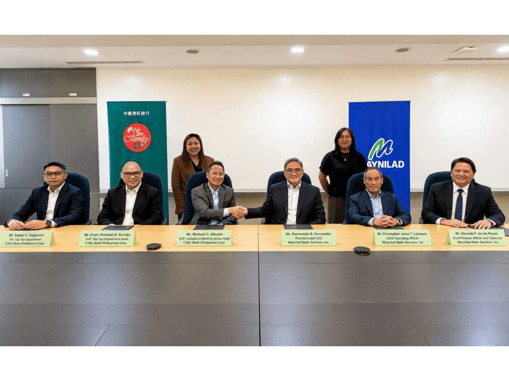 Officials of CTBC Philippines and Maynilad recently signed a P2-billion loan agreement that will see the bank finance the water utility&rsquo;s capex and general corporate expenses./Contributed Photo