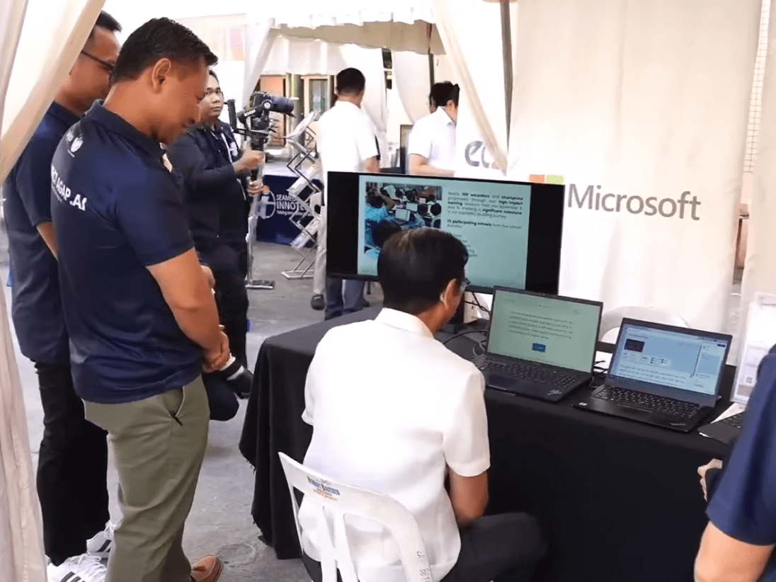 During the AGAP.AI launch at Quezon City Science High School, President Ferdinand R. Marcos Jr. tried Microsoft Reading Progress, a Microsoft Learning Accelerator, andscored 98 percent. | Contributed photo
