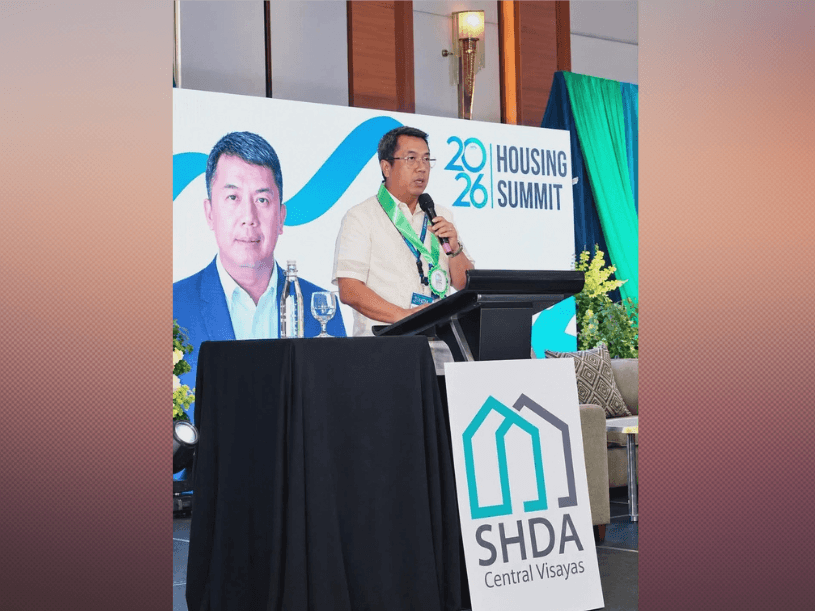 Ken Salimbangon, president of the Subdivision and Housing Developers Association&ndash;Central Visayas (SHDA-CV), &nbsp;delivers the welcome address during the 2026 SHDA-CV Housing Summit on Sept. 11 where he enumerates the challenges facing the industry. | Contributed photo