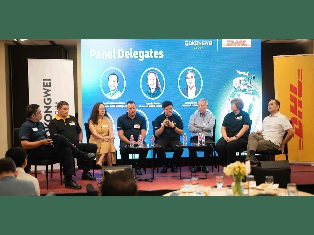 Roderick Queppet, vice president for commercial, DHL Express Philippines; Nigel Lockett, managing director, DHL Express Philippines; Joannie Festejo, director-logistics, Universal Robina Corp.; Bevan Williams, managing director of DHL Supply Chain Philippines; Edwin Wong, interim country managing director of DHL Summit Solutions Inc.; Alan Surposa, senior advisor–procurement, office of the president and CEO, JG Summit; Yvonne Lee,  managing director, DHL Global Forwarding Philippines, and Jean Paul Howard A. Dizon,deputy head–procurement and administration, Robinsons Retail Holdings Inc. | Contributed photo