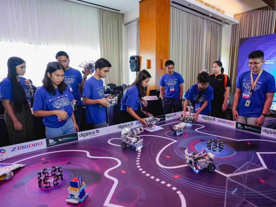 Students compete in the TechQuest National Robotics Challenge, one of the initiatives supported by DigiPlus in partnership with the Department of Information and Communications Technology as part of the company's broader community empowerment efforts under its "Entertainment for Good" framework. | Contributed photo