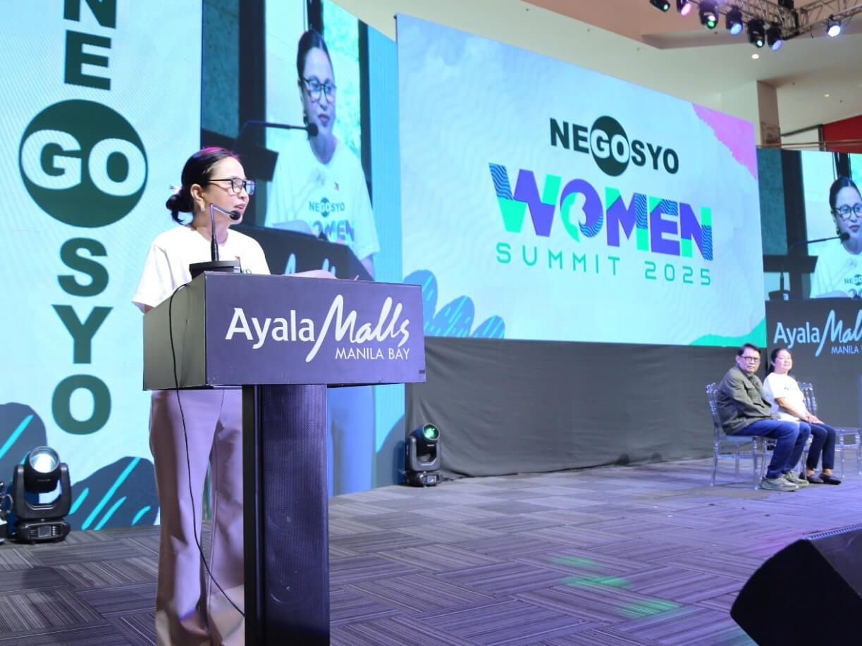 Trade Secretary Cristina A. Roque highlights women-led initiatives at Go Negosyo Women Summit 2025./ Photo from DTI