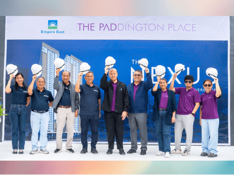 Executives of Empire East Land Holdings Inc. and Metro Stonerich Corp. lead the ceremonial topping off of The Paddington Place in Mandaluyong City &nbsp;| Contributed photo