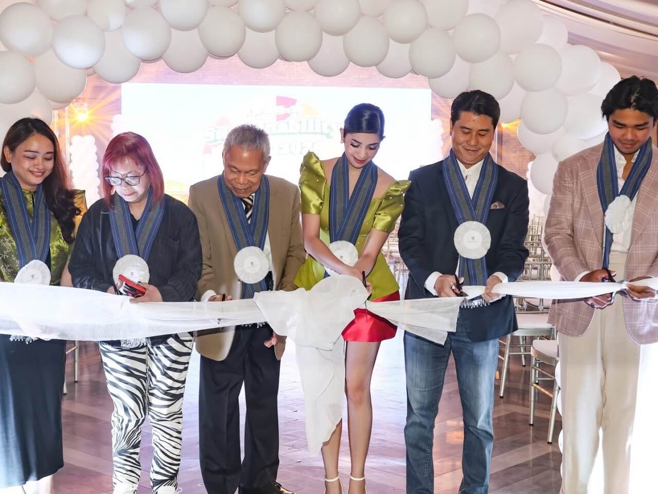 From left: Mhyles Oliva, director of Academics & head of Sustainability Management Program; Dr. Lydia King, VP for Academics & program head for technology management; Dr. Jun Salipsip, president of Enderun Colleges; Joy Barcoma, Ms Philippines Earth 2025; Danny Perez, chief operating officer of Enderun Colleges; and Vince Manalili, president of Enderun Community Raising Awareness and Respect for the Environment (EnderunCARE) &mdash; coming together to formally open Sustainability Week and signal a shared commitment to advancing a campus-wide green agenda driven by both leadership and students. | Contributed photo