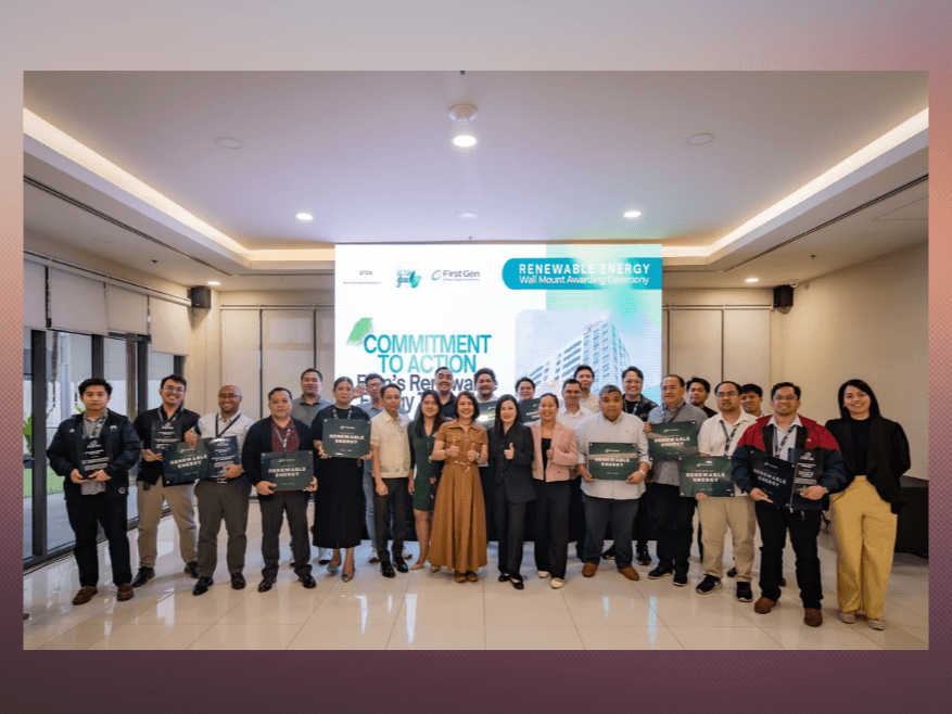 Executives from Eton Properties and First Gen, along with property managers from 14 developments, participated in the ceremonial turnover of wall badges marking their shift to 100 percent renewable geothermal energy. | Contributed photo