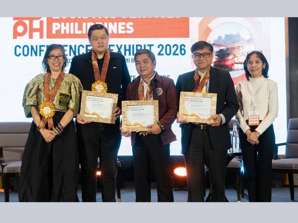 Trade and Industry Undersecretary Mary Jean Pacheco, Blockchain Council of the Philippines Founding President Donald Lim, Professional Regulatory Board for Customs Brokers Chair Samuel Bautista, FAST Logistics Group chief information officer Leo Sacamos Jr., and Port Calls Asia publisher and editor in chief Liza Almonte. | Contributed photo