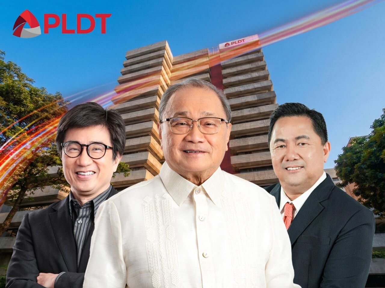 PLDT chair and CEO Manuel V. Pangilinan (center), PLDT COO and chief technology officer Menardo &ldquo;Butch&rdquo; G. Jimenez Jr. (left),and PLDT SVP and head of consumer business John Y. Palanca (right). | Contributed photo