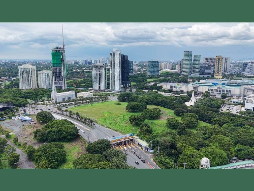An aerial view of Filinvest City, showing the strategic location of The Quarter, beside the future PLDT Campus and key establishments such as Asian Hospital and Medical Center, Festival Mall, and FEU Alabang, with direct access to SLEX. | Contributed photo