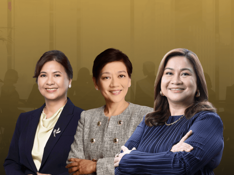 From left: Megaworld's Lourdes T. Gutierrez-Alfonso, Ayala Land's Anna Maria Margarita Bautista Dy and Gcash/Mynt's Martha Sazon. 