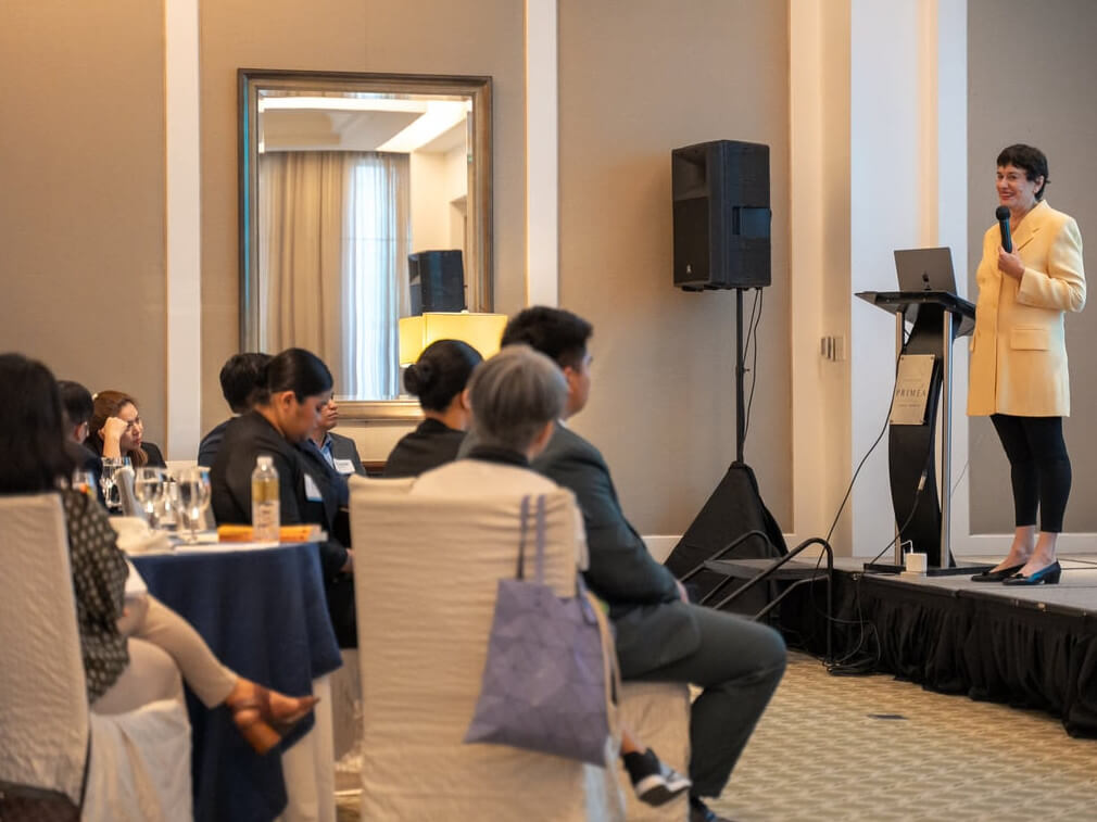 Dr. Janelle Barlow, president of All Out Performance and author of “A Complaint is a Gift”, during her talk, “Turning Critics into Advocates," on Sept. 23, 2024 at Discovery Primea, Makati./ Contributed photo