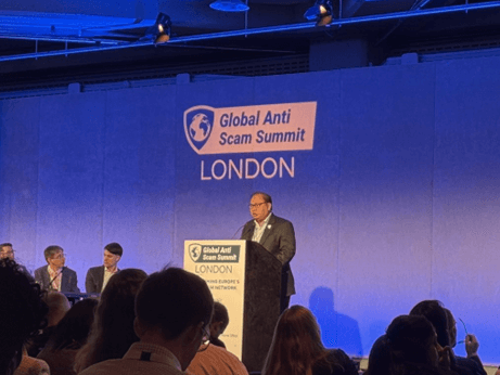 CICC chief Alexander Ramos speaks during the recent Global Anti Scam Summit in London./Contributed Photo