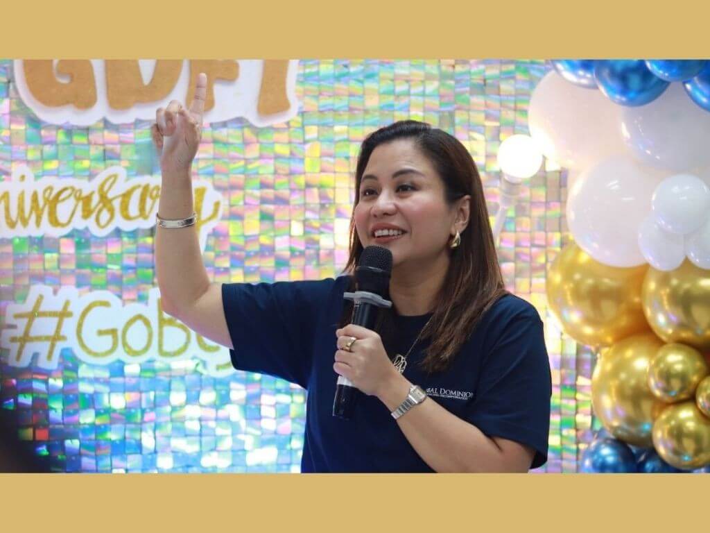 Global Dominion Financing Inc. president and CEO Patricia Poco-Palacios delivers a keynote message during the company&rsquo;s anniversary celebration on March 12, marking another milestone in its continued growth. | Contributed photo