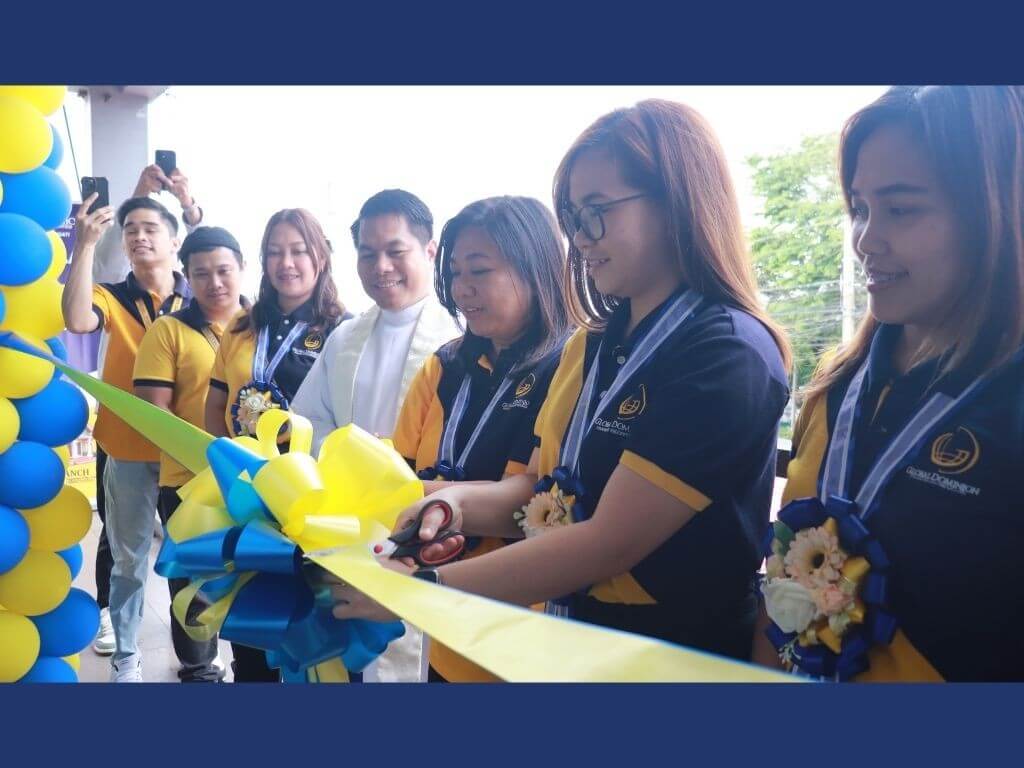 Global Dominion COO Melai Felicidario (third from right) leads the ribbon-cutting ceremony at one of the company&rsquo;s newest branches. &nbsp;| Contributed photo