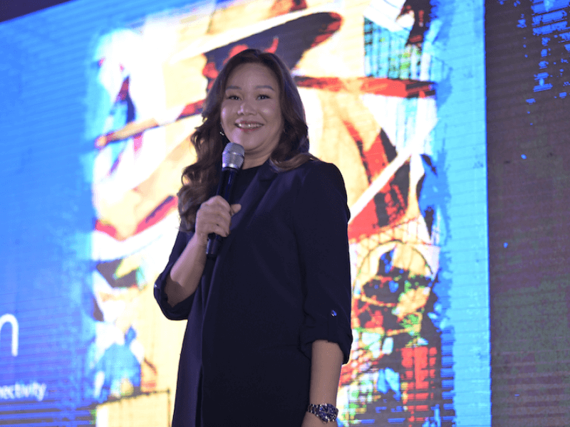 Abigail Cardino, Globe’s VP and head of brand management for broadband business, talks about the newest innovation Globe now offers./Photo from Globe 