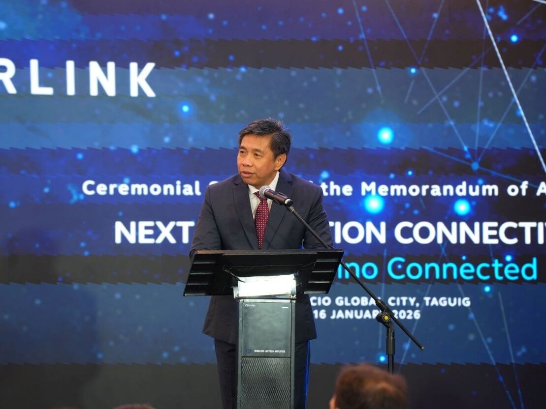DICT chief Henry Aguda speaking at the Globe x Starlink event where the company affirms its commitment that no Filipino will be left behind&mdash;especially in remote areas.| Contributed photo