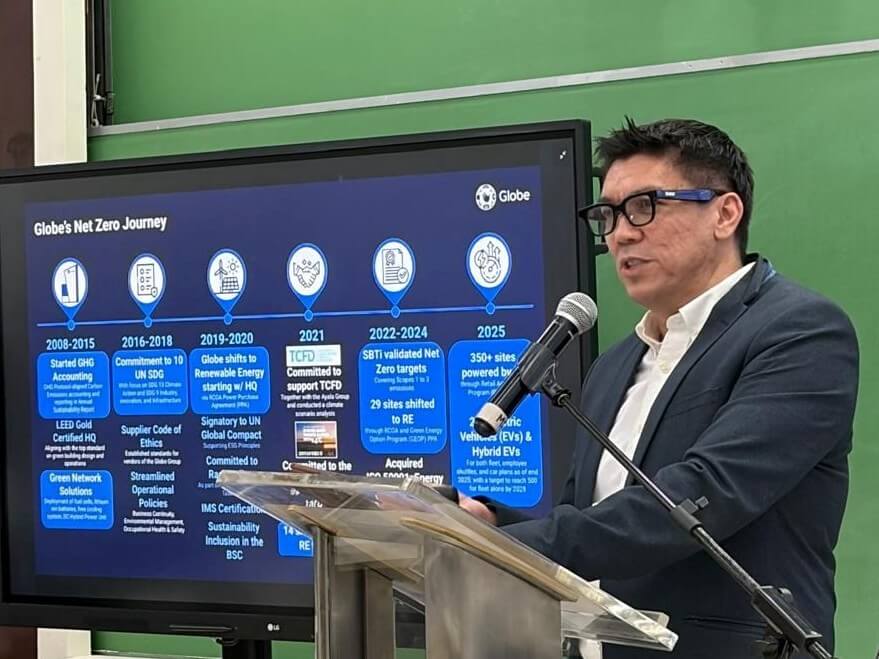 Raymond Aguilar, Globe VP of risk and property management, delivering his speech at the Asian Institute of Management (AIM) | Contributed photo