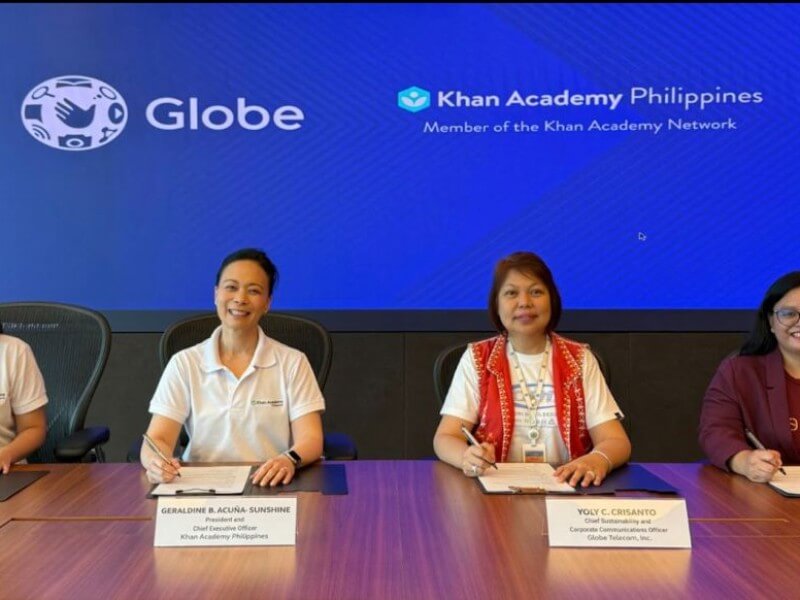 From left: Denise Fabella, executive director at Khan Academy Philippines; Geraldine B.Acuña-Sunshine, president and CEO at Khan Academy Philippines; Yoly Crisanto, chief sustainability and corporate communications officer at Globe, and Apple Evangelista, sustainability and social responsibility director at Globe./ Contributed photo (Click to view full image)