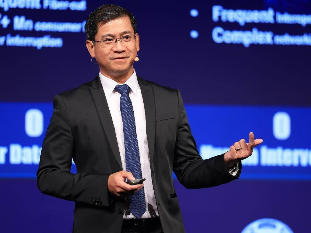 Gerard Ortines, Globe vice resident, core network planning and engineering, speaks at the 2024 5G Core Summit in Dubai./Contributed photo