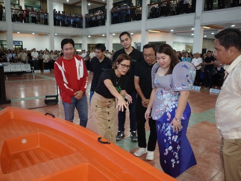 Grab Philippines officials, led by Managing Director Ronald Roda, formally turned over the donated rescue boats to Marikina City Mayor Maan Teodoro during the city government’s flag ceremony on July 21./Photo from Grab Philippines 