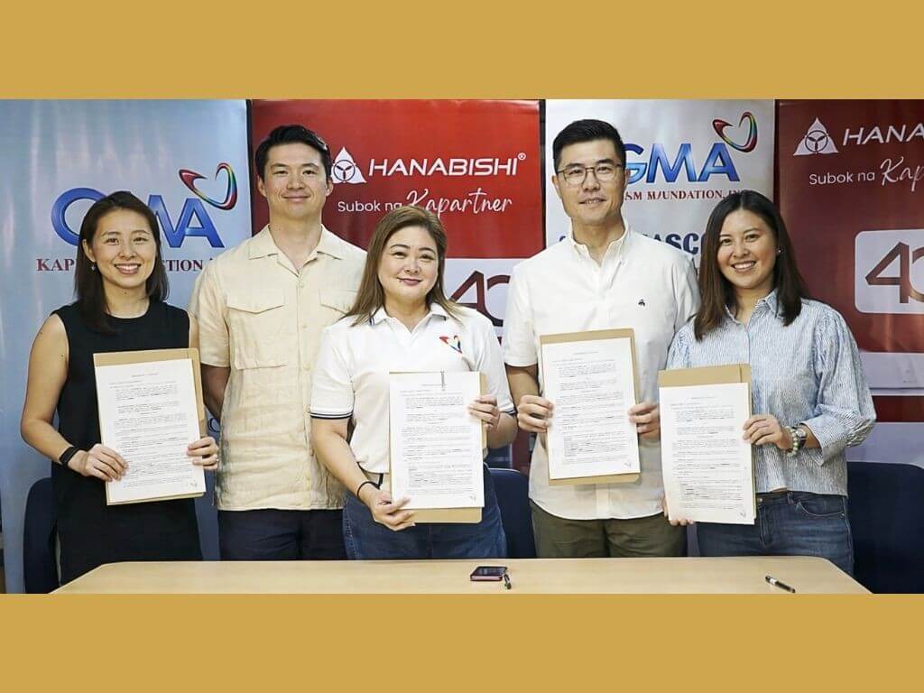 From left: Hanabishi Appliances VP for finance and marketing Cherish Ong-Chua; VP for purchasing and merchandising Jevon Ong; GMA Kapuso Foundation EVP and COO Rikki Escudero-Catbog; Hanabishi Appliances president Jasper Ong; and VP for operations Candice Ong-Ang | Contributed photo
