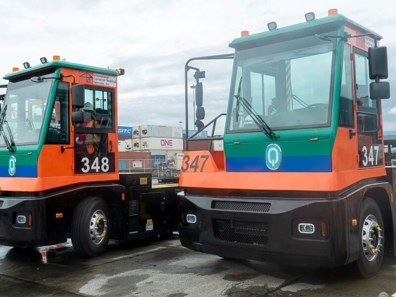 Two fully electric terminal tractors at the Manila International Container Terminal mark the first deployment of their kind in Philippine ports—helping reduce emissions and advance sustainable port operations./ Photo from ICTSI (Click on the photo to view full image)