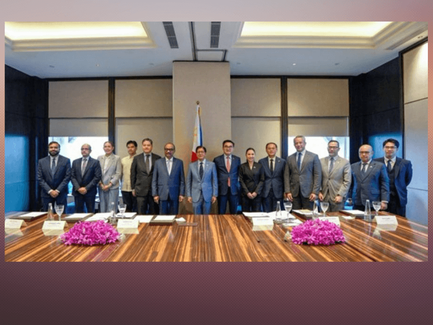 President Ferdinand Marcos Jr., joined by Cabinet officials led by Finance Secretary Frederick Go and Trade Secretary Cristina Roque, at a meeting with GMR officials in New Delhi, India. | Contributed photo