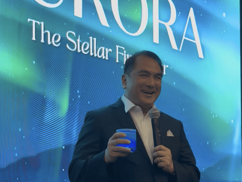 Nilo Divina raises a toast during Bistro Aurora&rsquo;s first anniversary celebration at The Podium, marking a year of food, storytelling and memories shared around the table./Photo by Miguel R. ​Camus&nbsp;
