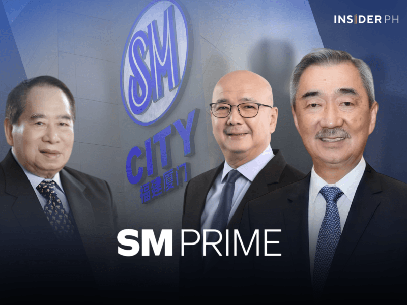 The late taipan Henry Sy Sr. (left) with SM Prime executive committee chair Hans Sy (far right) and Jeffery Lim, SM Prime president.&nbsp;