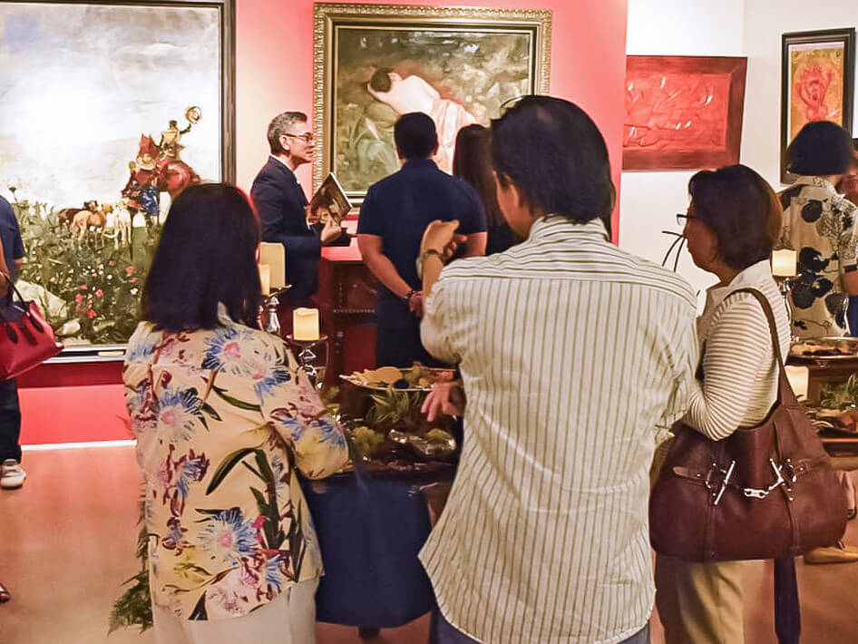 On view: guests admire artworks during one of the preview cocktails held at Salcedo's former space.
