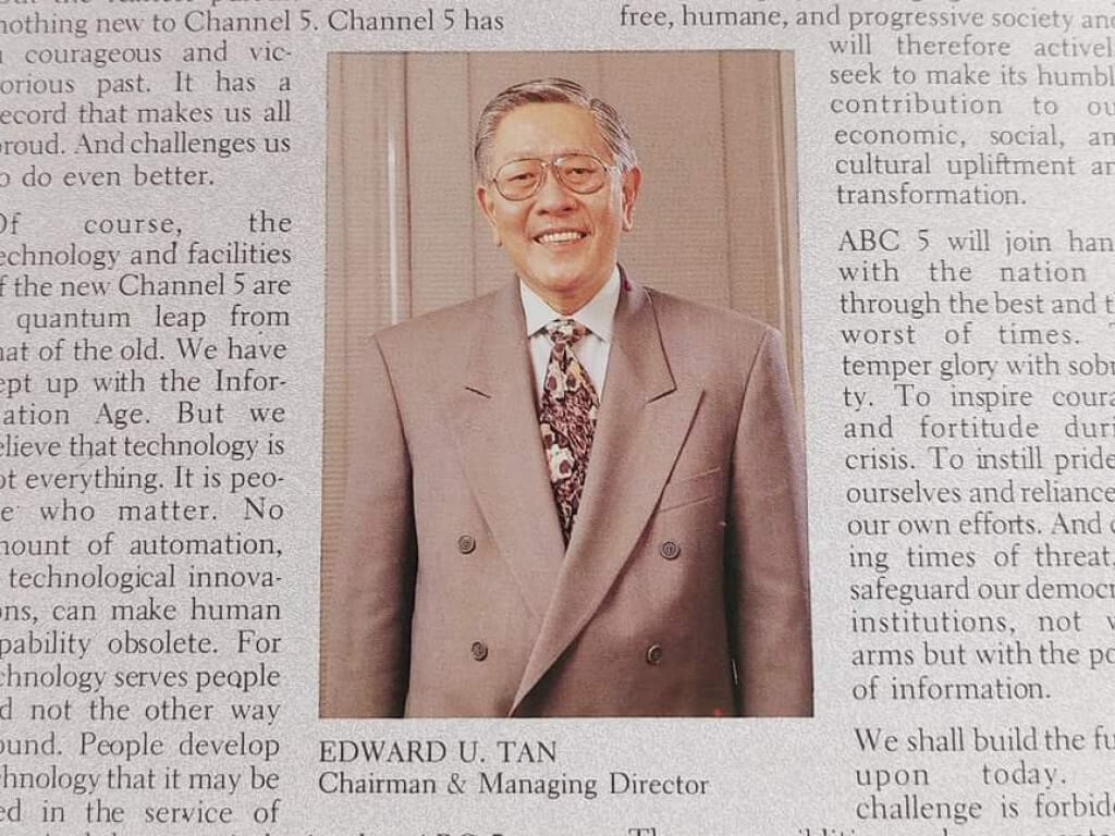 The chairman's message on ABC-5's annual report. (Photos courtesy of Rachel Renucci-Tan)