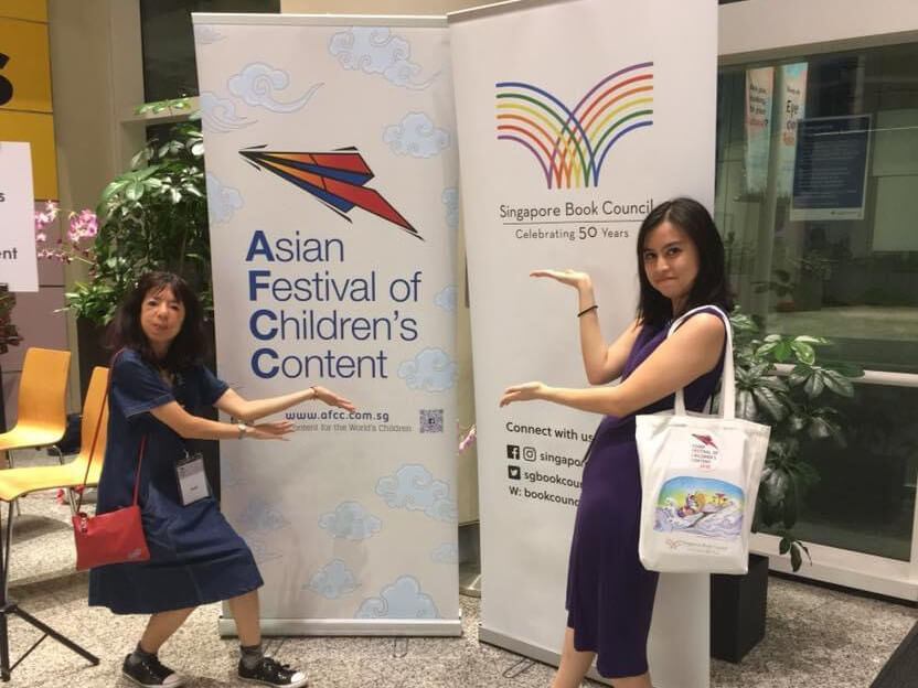   Ruth (right) at the AFCC in Singapore which opened her eyes to the potentials of children's books./ Contributed photo