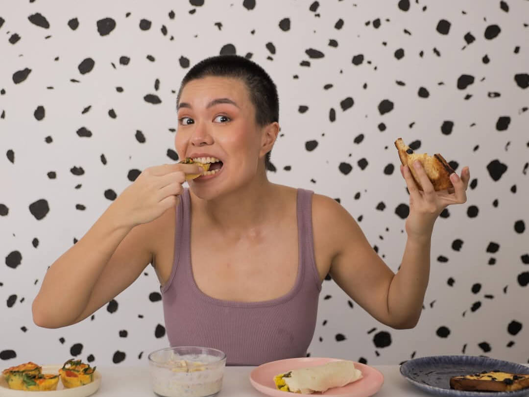 Jo Sebastian enjoying her meal/ Photo from Facebook