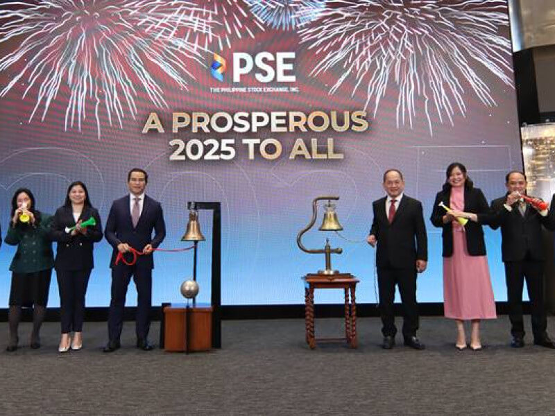 The Philippine Stock Exchange opened 2025 with a bell-ringing ceremony, as CEO Ramon Monzon expressed optimism for stronger trading and improved capital-raising./Photo from PSE 