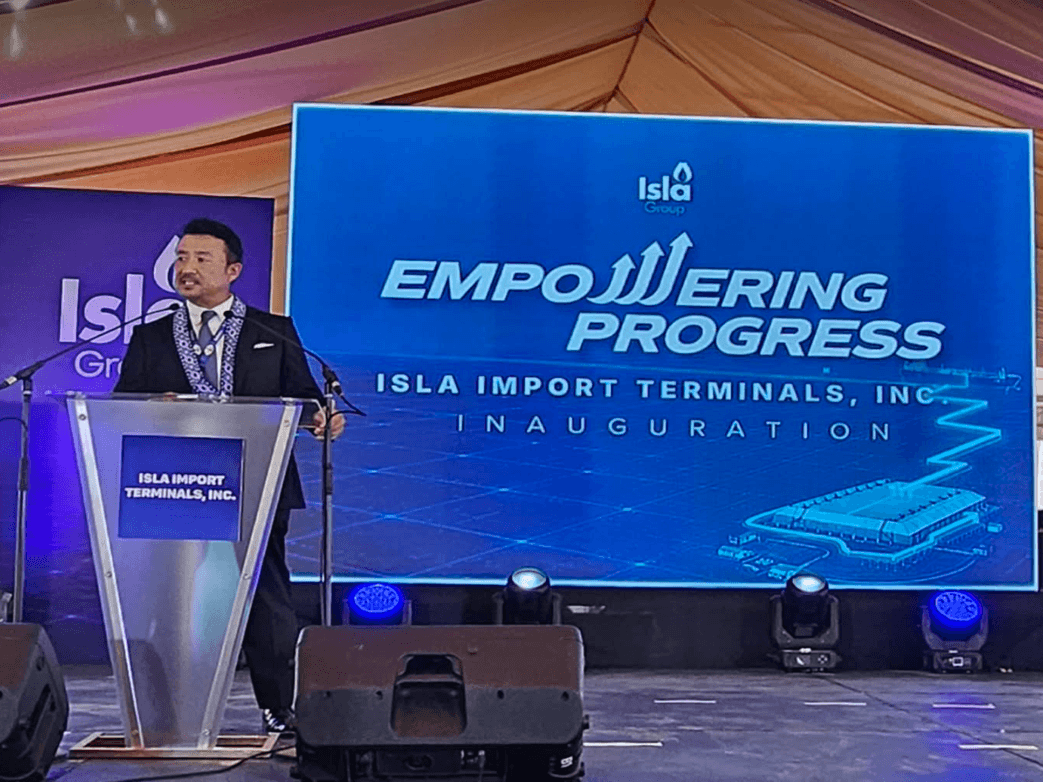 Isla Group CEO Tomoaki Asai delivers his opening remarks during the official inauguration of the Isla Import Terminals Inc. (IITI) in Batangas City. | Contributed photo