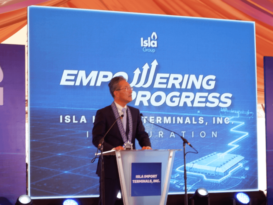 ITOCHU Corp. president, Energy & Chemicals Co., Masaya Tanaka speaks on the global and local significance of the newly inaugurated Isla Import Terminals Inc. (IITI).| Contributed photo