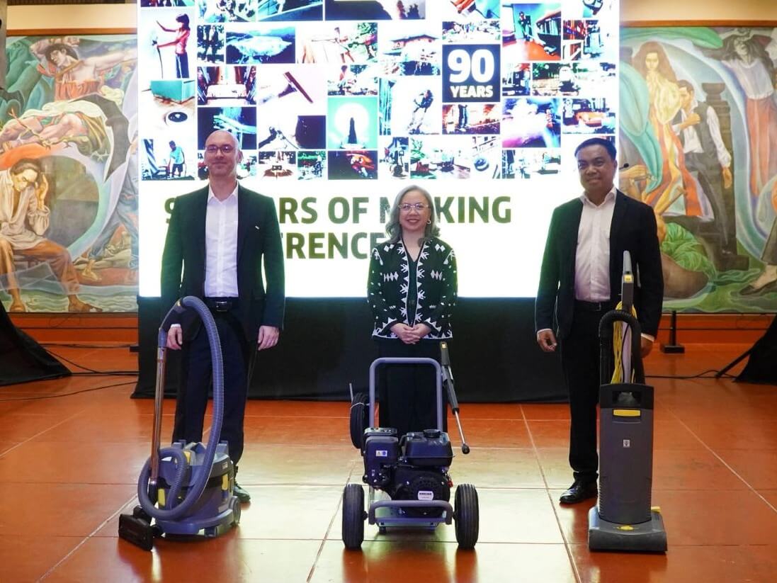  Kärcher turns over advanced cleaning equipment to the National Museum of the Philippines, supporting long-term preservation of national treasures. In photo (from left): Valerio Perucci, regional president for Asean, South Korea, Taiwan, and Bangladesh of Kärcher; lawyer Ma. Rosenne M. Flores-Avila, deputy director general for administration of National Museum of the Philippines; and Darwin Banez, general manager of Kärcher Philippines. | Contributed photo